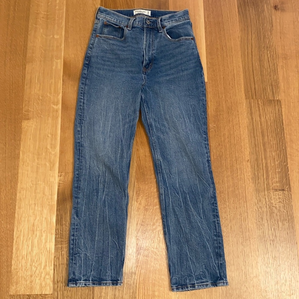Abercrombie Dark Wash Ankle Straight High Rise Jeans